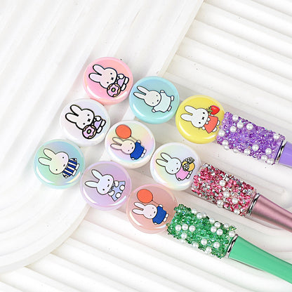 24Mm acrylic disc Miffy rabbit pattern printed round cake bead pen mobile phone chain bag hanging DIY jewelry accessories