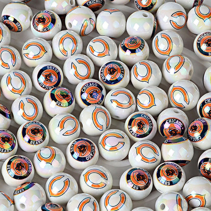 100Pcs 16MM American NFL32 football teams printed round beads DIY double-sided printed bead pen car hanging mobile phone with
