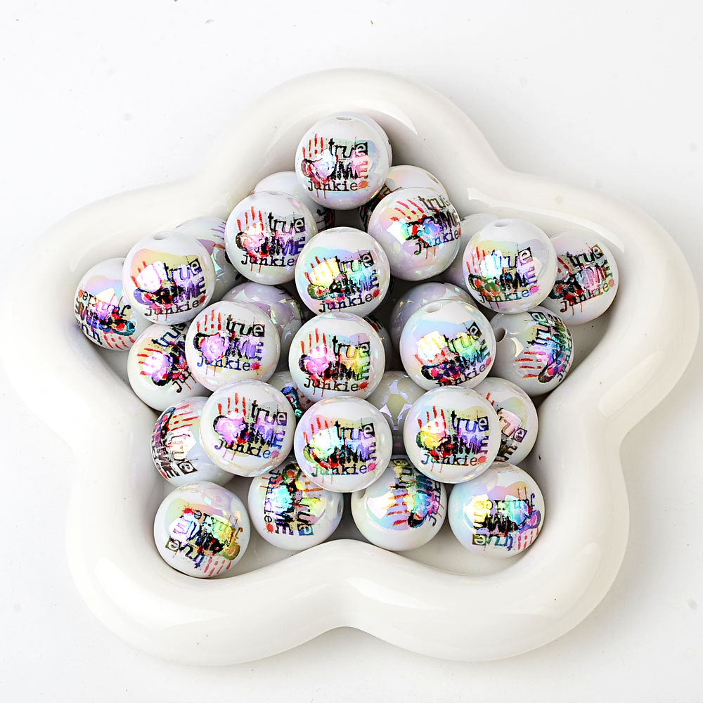 100Pcs Halloween series blood handprint + English alphabet beaded DIY jewelry, mobile phone chain bead pen and other handmade accessories
