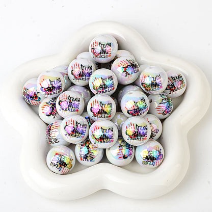 100Pcs Halloween series blood handprint + English alphabet beaded DIY jewelry, mobile phone chain bead pen and other handmade accessories