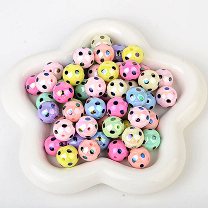 100Pcs hot-selling printing color dot through-hole beads DIY handmade bead pen mobile phone chain car pendant accessories wholesale