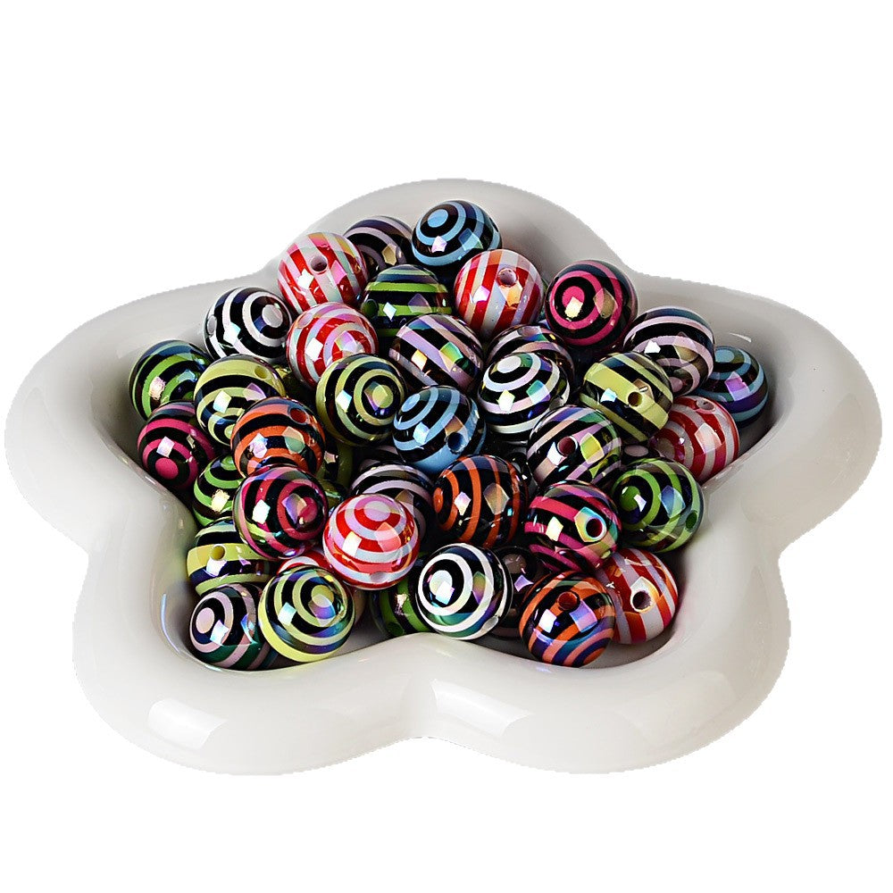 100Pcs 16mm acrylic plated colored circle lollipop straight hole round bead DIY bead pen keychain jewelry accessories loose beads