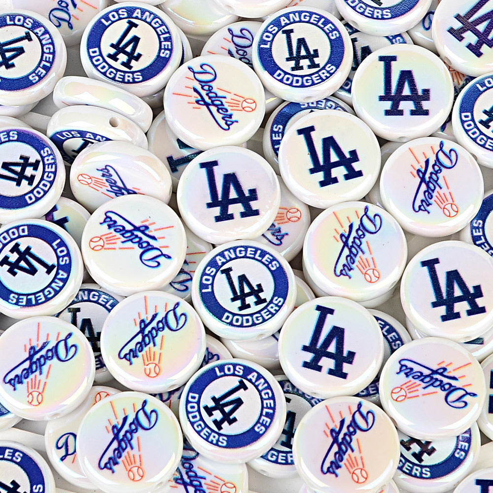 100Pcs 24mm American MLB Major Baseball League Printed Beaded Disc Beads DIY Handmade Pen Mobile Phone Chain Accessories
