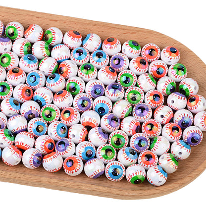 100Pcs 16mm Halloween Personalized Plated UV Colorful Horror Eyeball Beads DIY Handmade Beaded Loose Ball Pen Mobile Phone Chain Accessories