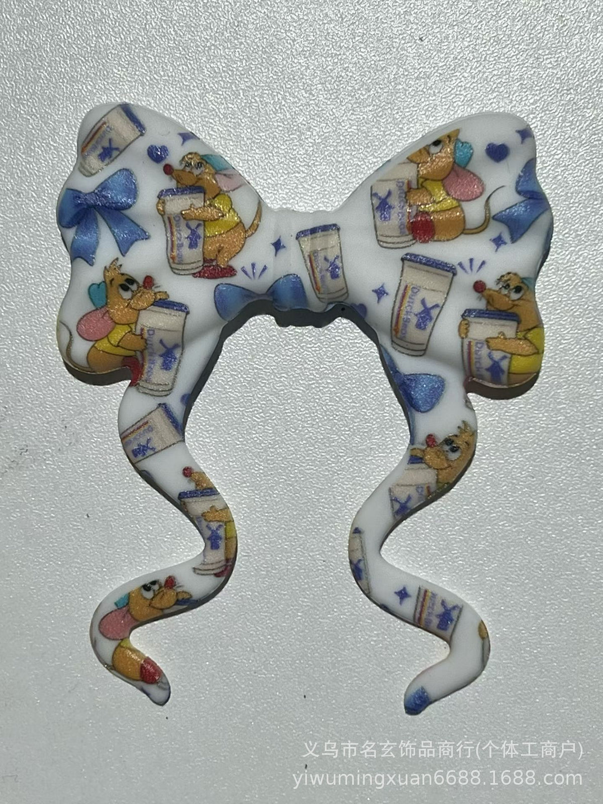 70*59mm双面印花飘带蝴蝶结燕尾蝴蝶结竖孔diy咕笔串珠笔包挂配件