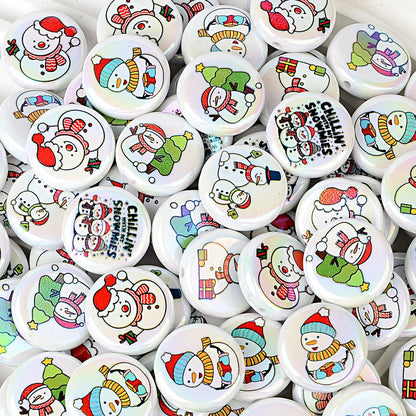 100Pcs Christmas themed acrylic flat beads Santa snowman Christmas tree gingerbread man DIY handmade accessories wholesale