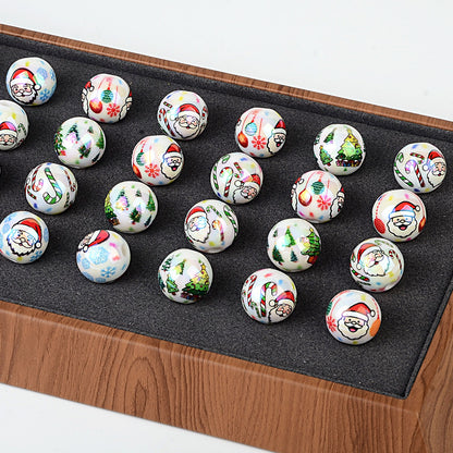 100Pcs Christmas elements UV plated Santa Claus Christmas tree straight hole round beads beaded DIY mobile phone chain pen accessories