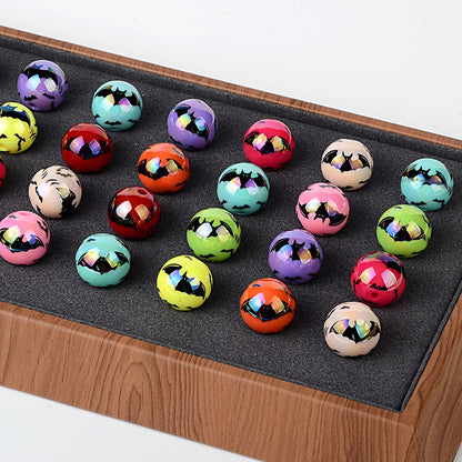 100Pcs acrylic UV plated colorful multi-color Halloween printing bat round beads DIY handmade string pen mobile phone chain accessories