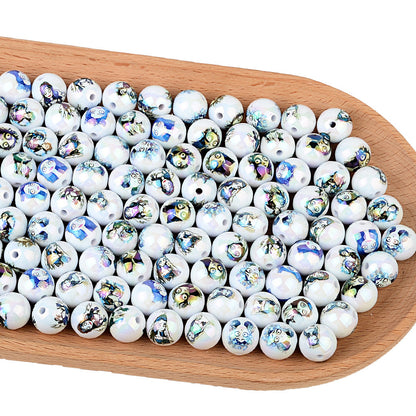 100Pcs Printed Halloween Theme Emily Victor Character Straight Hole Beads DIY Handmade Necklace Bead Pen Accessories