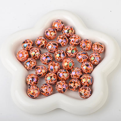 100Pcs UV plated color two-color paisley pattern cashew flower beaded DIY beaded pen mobile phone chain pendant loose bead jewelry with