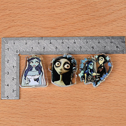 100Pcs Halloween Elements Zombie Bride Through Hole Acrylic Sheet Bead DIY Keychain Pendant Accessories Wholesale