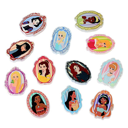 100Pcs retro photo frame shape through hole acrylic piece beads fairy tale girl pattern beaded jewelry accessories wholesale in bulk