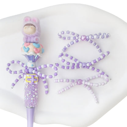 Versatile bow cute pen beaded DIY accessories mobile phone hanging beaded chain millet beads finished bow accessories