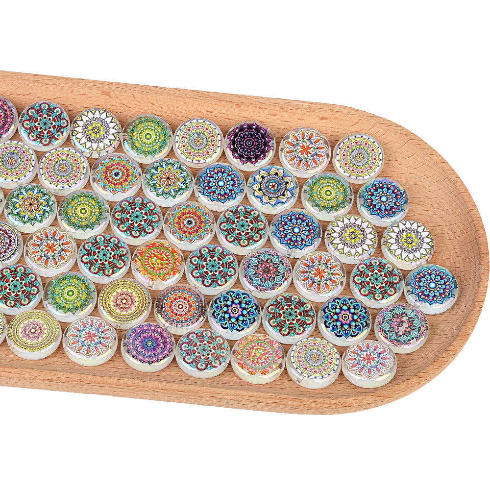 100Pcs Amazon popular mandala pattern style acrylic flat bead DIY bracelet necklace pendant material accessories
