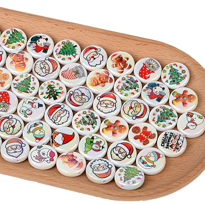 100Pcs Christmas themed acrylic flat beads Santa snowman Christmas tree gingerbread man DIY handmade accessories wholesale
