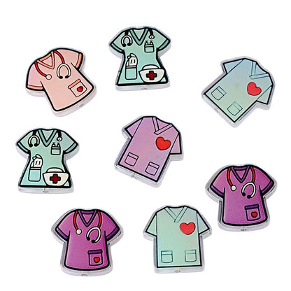 100Pcs acrylic double-sided relief nurse uniform through-hole piece bead DIY bracelet bead pen jewelry accessories spot wholesale
