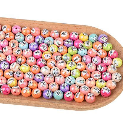 100Pcs double-sided printed English letters swear words disc beaded through hole round bead DIY handmade jewelry bracelet bag pendant material