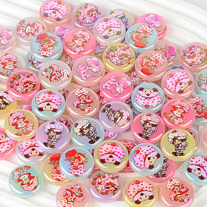 100Pcs UV strawberry girl printed beads DIY bead pen mobile phone chain keychain car hanging, etc. With DIY bracelet loose beads