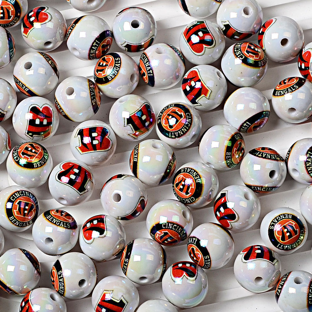 100Pcs 16MM American NFL32 football teams printed round beads DIY double-sided printed bead pen car hanging mobile phone with