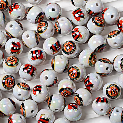 100Pcs 16MM American NFL32 football teams printed round beads DIY double-sided printed bead pen car hanging mobile phone with