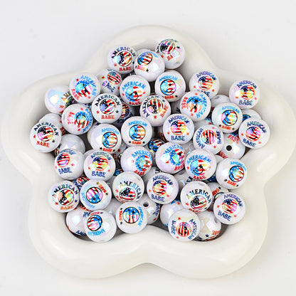 100Pcs double-sided printing I LOVE USA through hole beaded free Muse DIY mobile phone chain bag pendant material jewelry matching