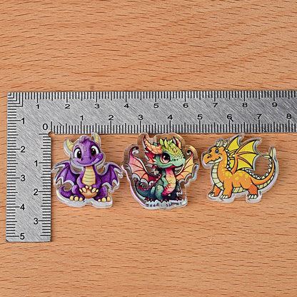 100Pcs UV color-plated double-sided printing color dinosaur acrylic sheet beads DIY bead pen bag accessories