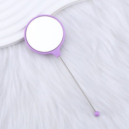 Handheld round makeup mirror high definition student portable makeup ins wind mini handle small mirror spot