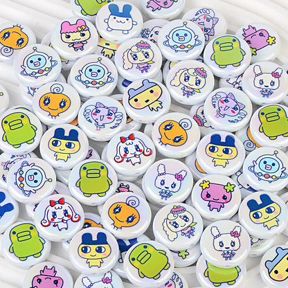 100Pcs UV plated color printing Tuoma gezi round cake beads loose beads DIY bead pen mobile phone chain keychain accessories
