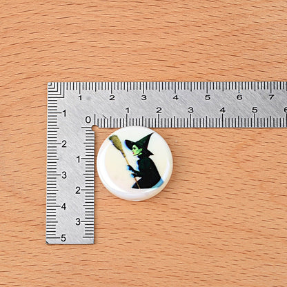 100Pcs 24mm acrylic magic bad witch straight hole flat bead DIY mobile phone rope keychain jewelry accessories