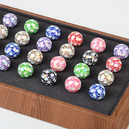 100Pcs Halloween full skull print acrylic round beads DIY mobile phone chain keychain bead pen accessories