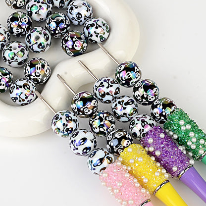 100Pcs Halloween black and white skull beaded DIY jewelry mobile phone chain bead pen and other handmade accessories