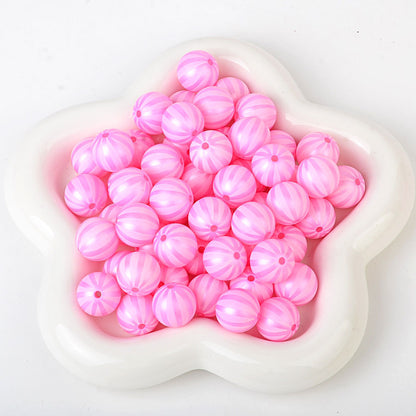 100Pcs watermelon pattern matte matte rainbow printing straight hole round bead DIY mobile phone chain keychain bead pen jewelry accessories