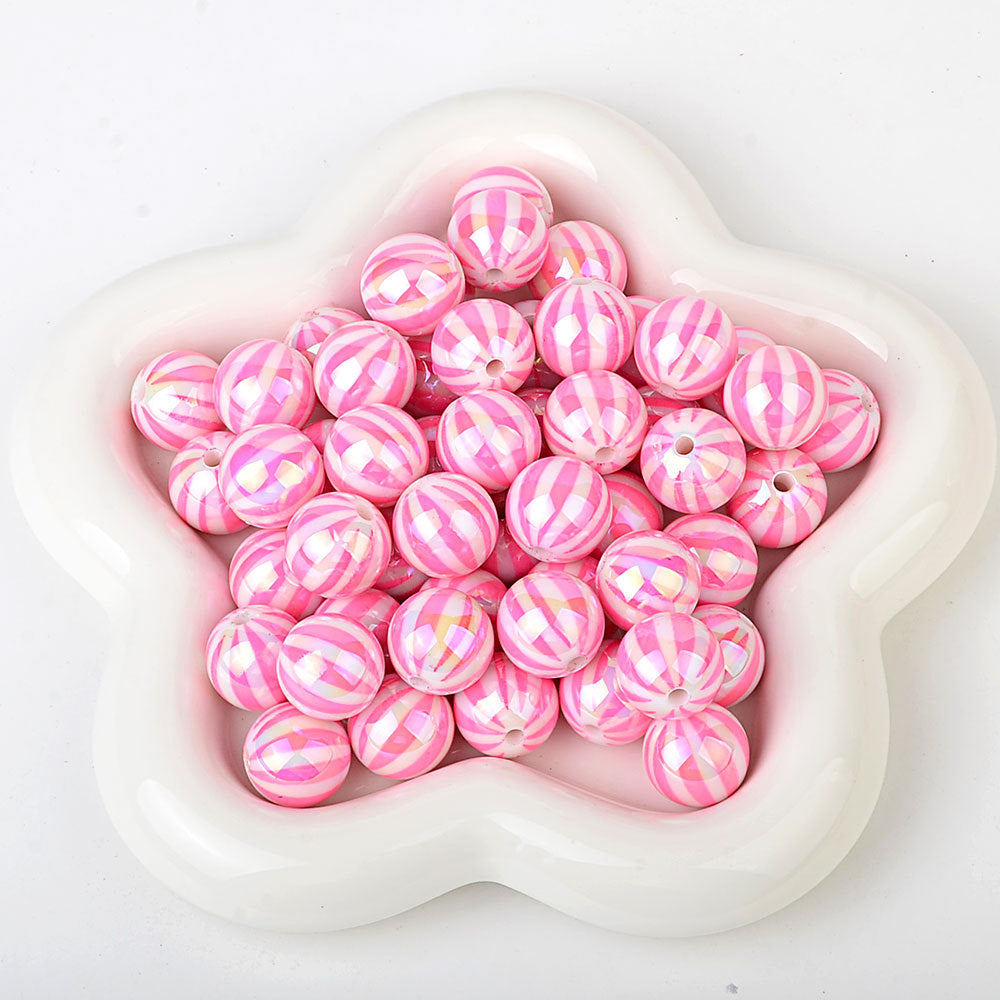 100Pcs Children's Fun Macaron Contrasting Watermelon Beads Striped Round Beads DIY Handmade Jewelry Accessories Bracelet Necklace Material Wholesale