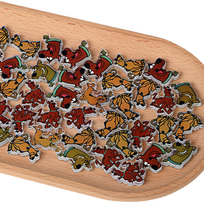 100Pcs Through Hole Embossed Cartoon Scooby Doo Acrylic Sheet Beaded DIY Mobile Phone Chain Keychain Pen Accessories