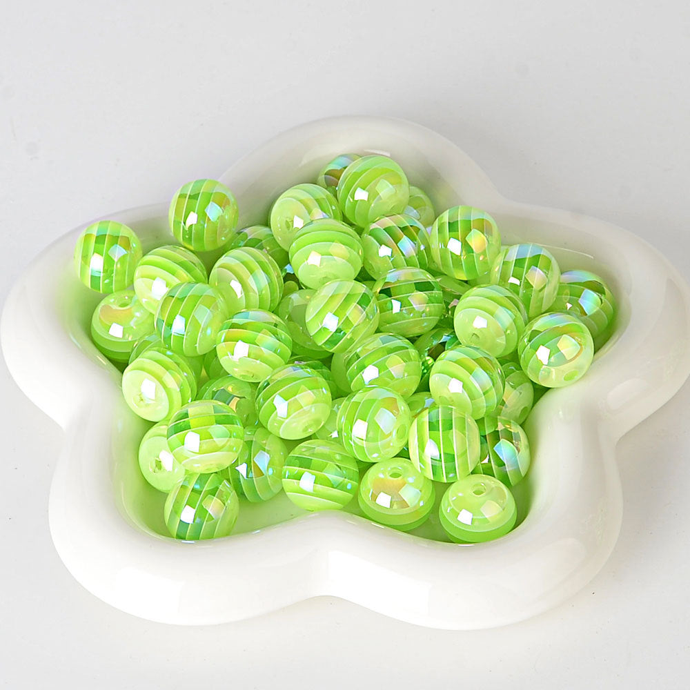 100Pcs 16mm jelly candy color striped beads color beads loose beads DIY handmade bead pen mobile phone chain material accessories
