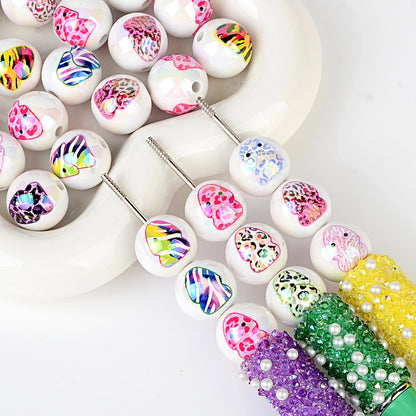 100Pcs acrylic printing human penis penis tool through hole round bead DIY bead pen jewelry accessories spot