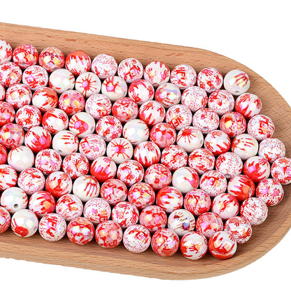 100Pcs Halloween Funny Blood Handprint Straight Hole Acrylic Bead DIY Mobile Phone Chain Keychain Bead Pen Accessories