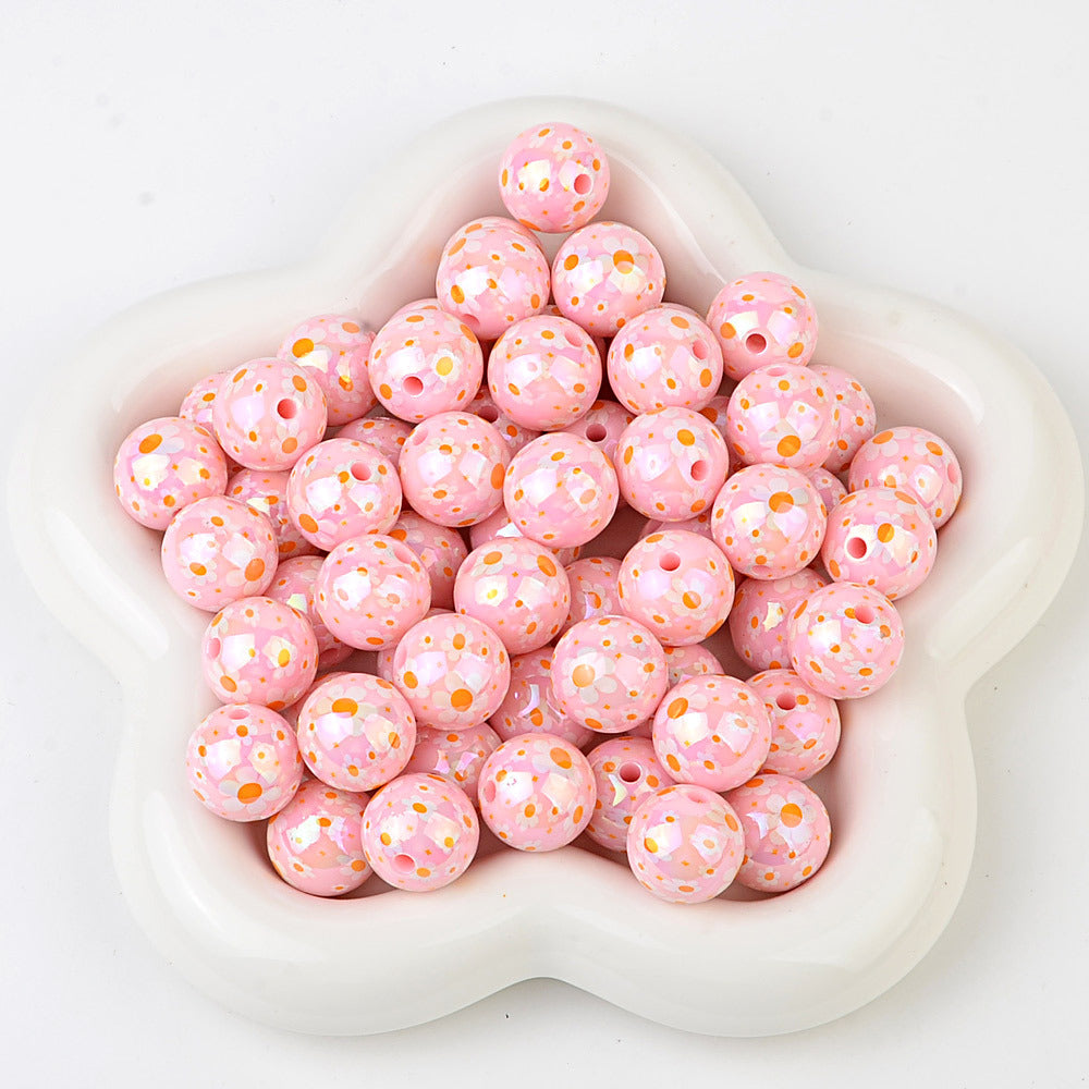 100Pcs acrylic solid color plating color printing sun flower DIY live broadcast mobile phone rope keychain pen accessories beads