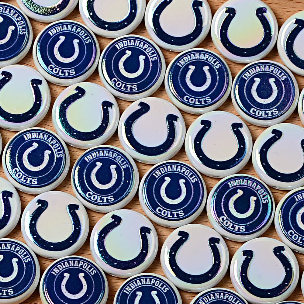 100Pcs 24mm NFL Football Team Acrylic Double Sided Printed Through Hole Beads DIY Bracelet Round Cake Beads