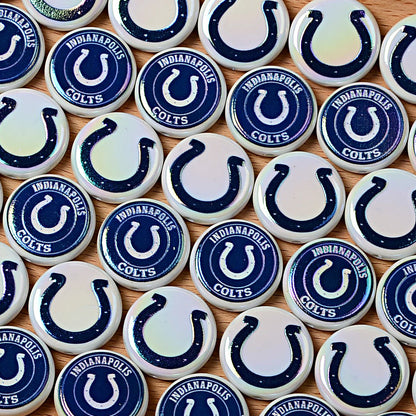 100Pcs 24mm NFL Football Team Acrylic Double Sided Printed Through Hole Beads DIY Bracelet Round Cake Beads