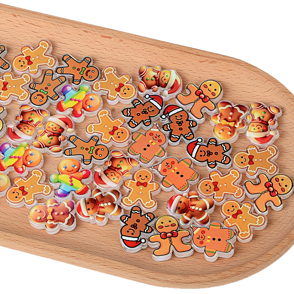 100Pcs Christmas Gingerbread Man Acrylic Sheet Bead DIY Jewelry Accessories, Keychain Mobile Phone Chain Material Manufacturer Wholesale
