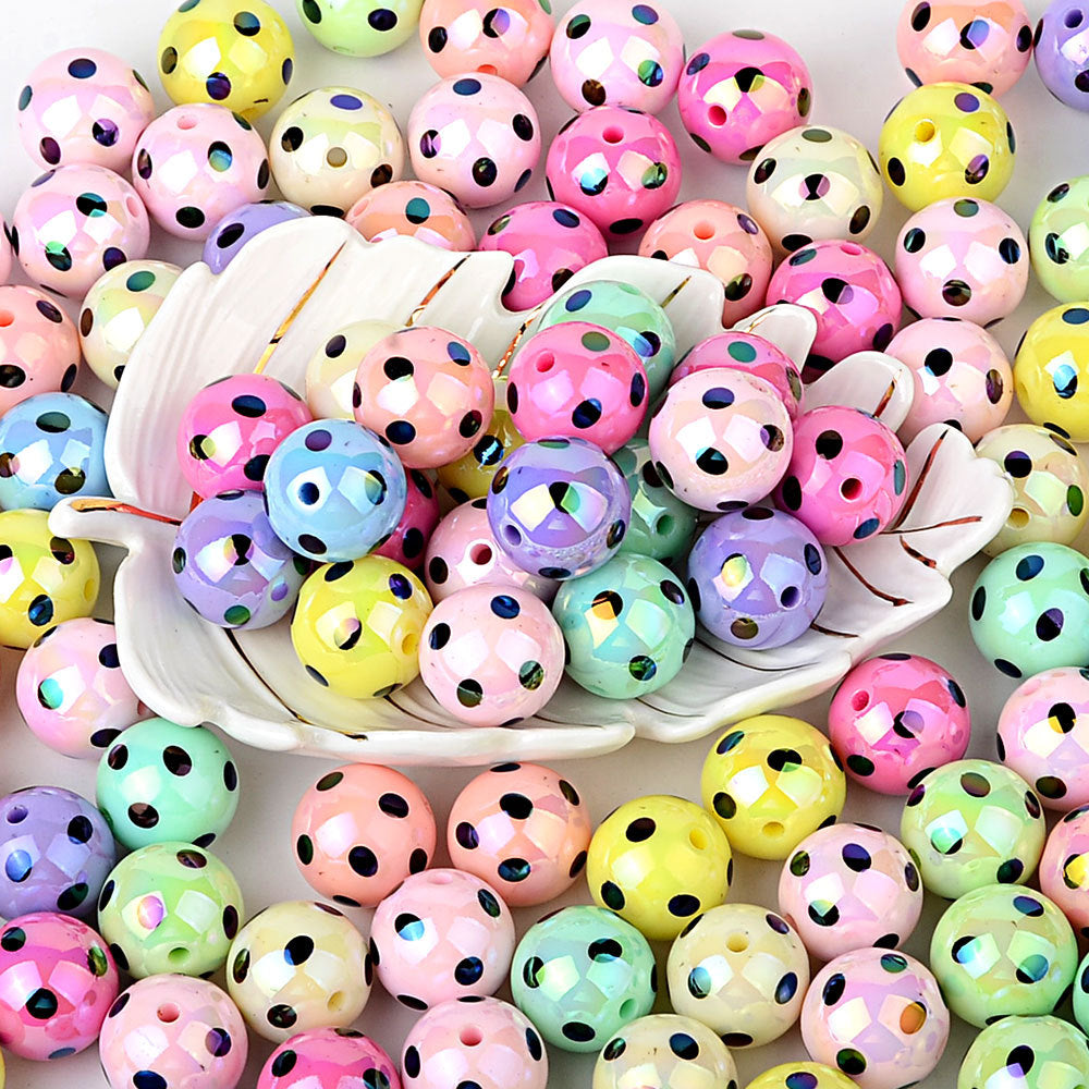 100Pcs hot-selling printing color dot through-hole beads DIY handmade bead pen mobile phone chain car pendant accessories wholesale