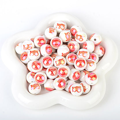 100Pcs US 32 NHL Ice Hockey Teams Printed Beads Beaded DIY Keys Mobile Phone Chain Handmade Jewelry Accessories Spot
