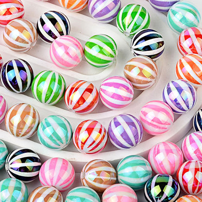 100Pcs Children's Fun Macaron Contrasting Watermelon Beads Striped Round Beads DIY Handmade Jewelry Accessories Bracelet Necklace Material Wholesale