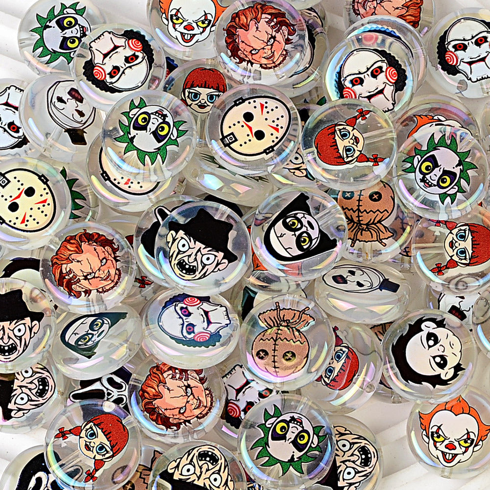 100Pcs Halloween elements luminous horror character avatar printing acrylic flat DIY handmade jewelry accessories wholesale