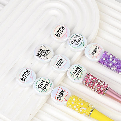 100Pcs bad words double-sided printed English letter disc beaded through hole round bead DIY handmade jewelry bracelet bag pendant material