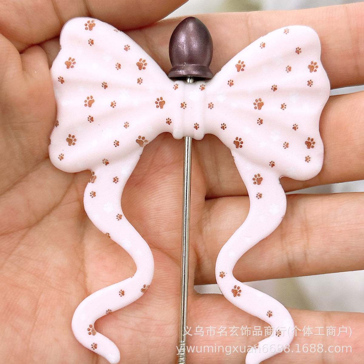 70*59mm双面印花飘带蝴蝶结燕尾蝴蝶结竖孔diy咕笔串珠笔包挂配件