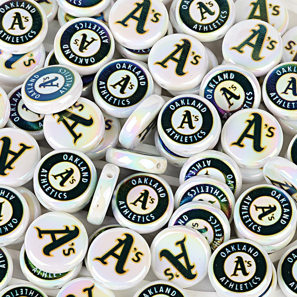 100Pcs 24mm American MLB Major Baseball League Printed Beaded Disc Beads DIY Handmade Pen Mobile Phone Chain Accessories