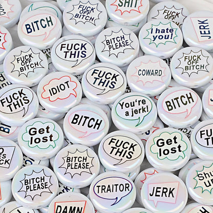 100Pcs bad words double-sided printed English letter disc beaded through hole round bead DIY handmade jewelry bracelet bag pendant material