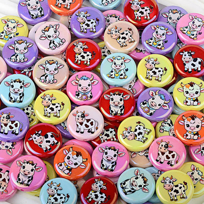 100Pcs acrylic personalized plated UV color printing cow round beads DIY handmade beaded loose bead string pen mobile phone chain jewelry accessories
